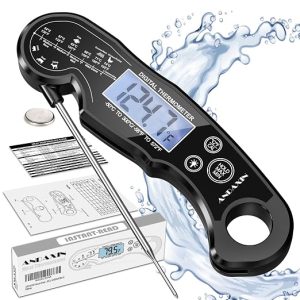 Alternative view of Meat Thermometer Digital for Grilling and Cooking - ANDAXIN Waterproof Ultra-Fast Instant Read Food thermometers with Backlight & Calibration for Kitchen, Deep Fry, BBQ, Grill(Red/Black), LCD