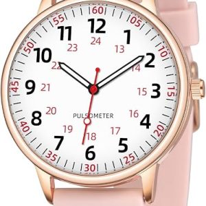 TWOPTION Nurse Watch for Women Waterproof Analog Silicone Watch with Second Hand Nursing Watch